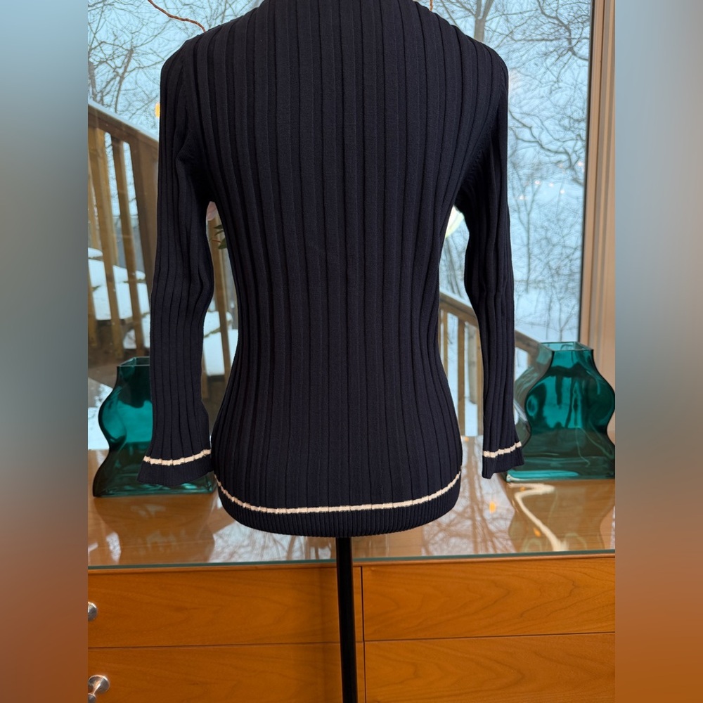 Classic Brooks Brothers Navy Sweater with White Trim - Picture 6 of 9